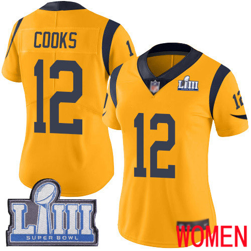 Los Angeles Rams Limited Gold Women Brandin Cooks Jersey NFL Football 12 Super Bowl LIII Bound Rush Vapor Untouchable